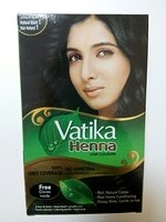 Индийская чёрная краска для волос с хной Vatika Henna
